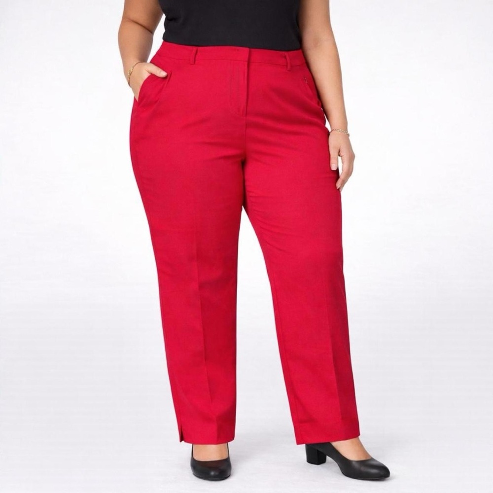Lane Bryant The 4-Season Straight Leg Pants Red 22 NWOT Hidden Elastic Waist